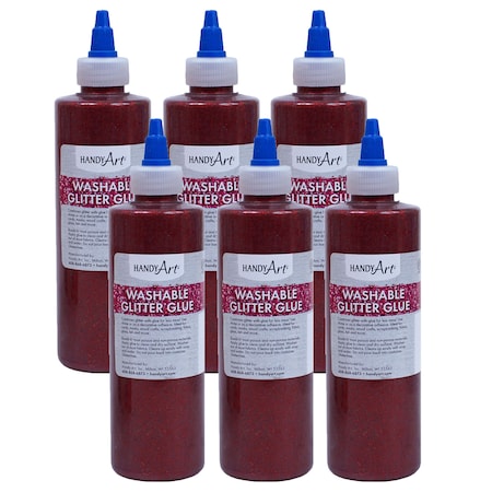 Handy Art Handy Art Washable Glitter Glue, 8 oz., Red, PK6 146020